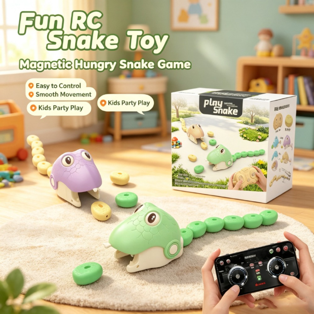 Educational Toys - ของเล่นงูแม่เหล็กควบคุมระยะไกลสำหรับสองผู้เล่น แข่งขันแบบโต้ตอบ ควบคุมแรงแม่เหล็กผ่านแอปพลิเคชัน