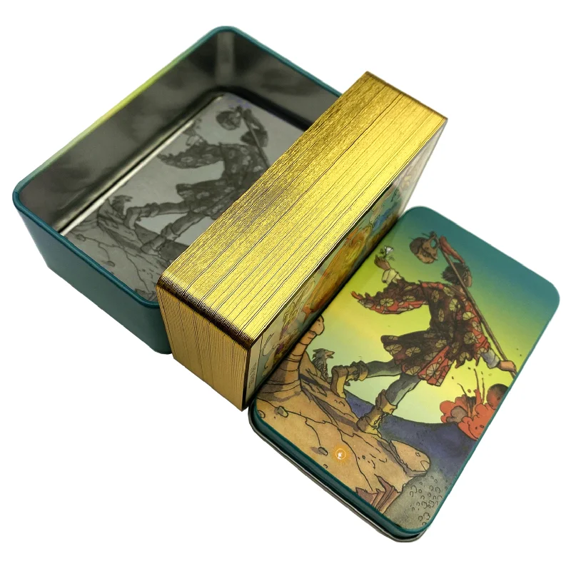 Tarot Cards Deck With Guidebook - กล่องโลหะรุ่นเคลือบทอง ชุดไพ่ทาโรต์แบ็คไรเดอร์ พร้อมคู่มือกระดาษภาษาอังกฤษ เกมกระดานแนวคลาสสิก