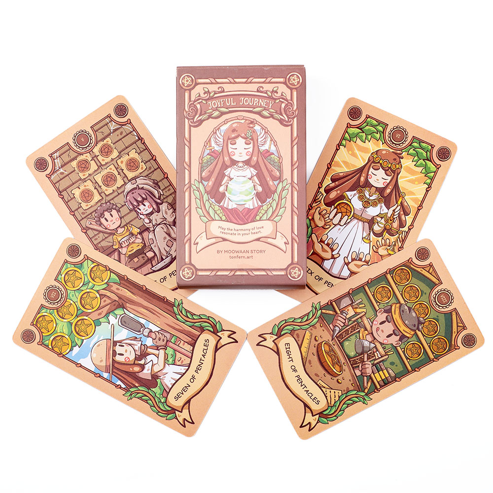 Tarot Cards Deck With Guidebook - 10.3X6 ซม. ชุดไพ่ทาโรต์ Joyful Journey เวอร์ชันภาษาอังกฤษเต็มรูปแบบ