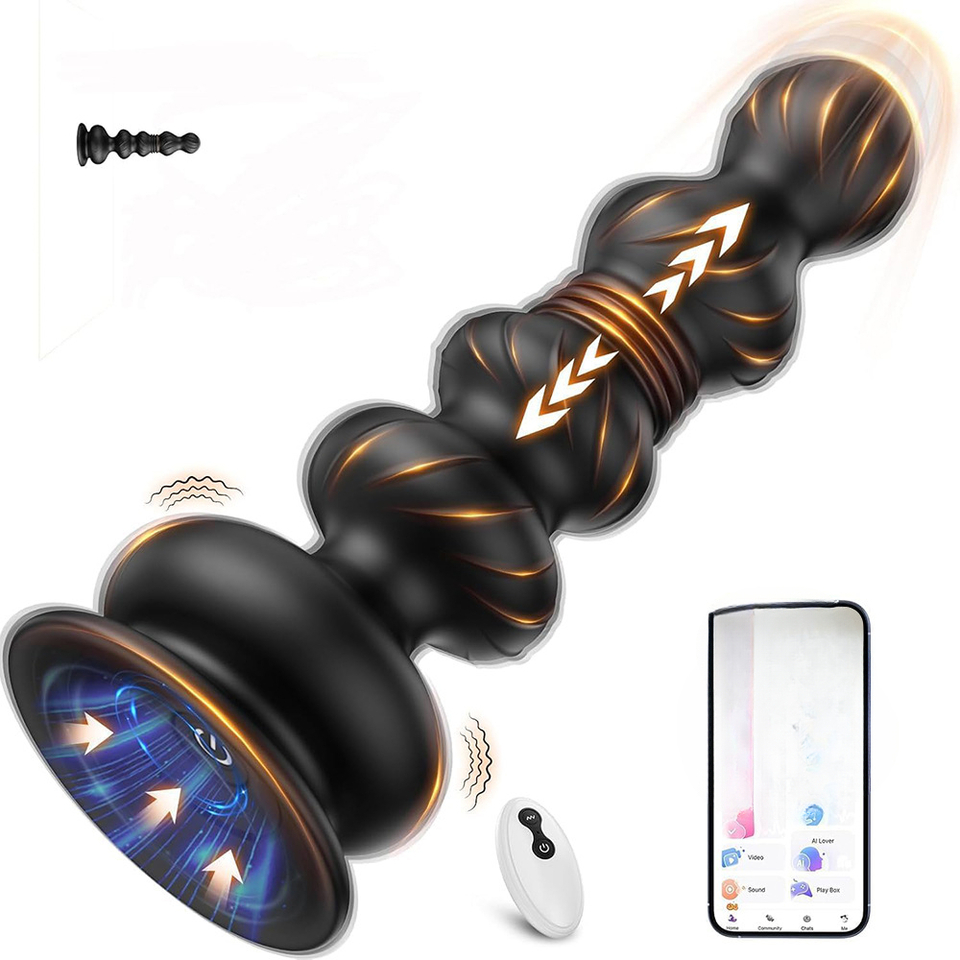 Remote Control Toys - แอปพลิเคชันควบคุมระยะไกล เครื่องสั่นแบบสอดลึก ลูกปัดทวารหนัก เครื่องนวดต่อมลูกหมาก ปลั๊กทวารหนัก 10