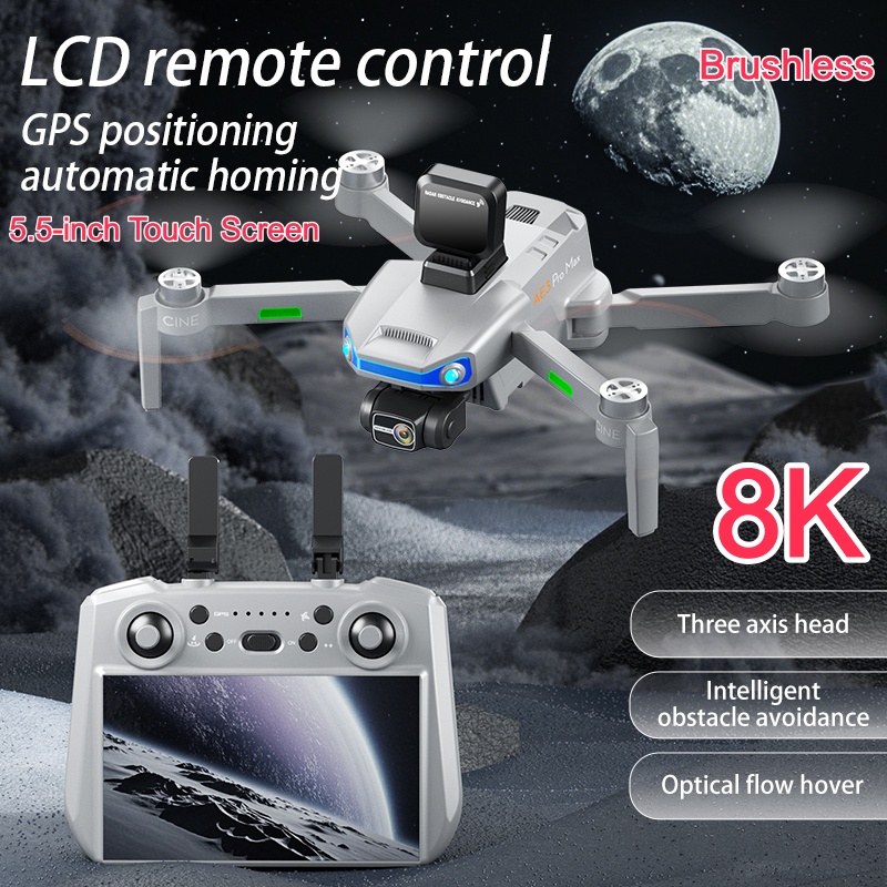 Fpv Brushless Rc Drone 4K - โดรนควอดคอปเตอร์ 3 แกนกันสั่น EIS พร้อมระบบหลบหลีกสิ่งกีดขวาง ควบคุมระยะไกล