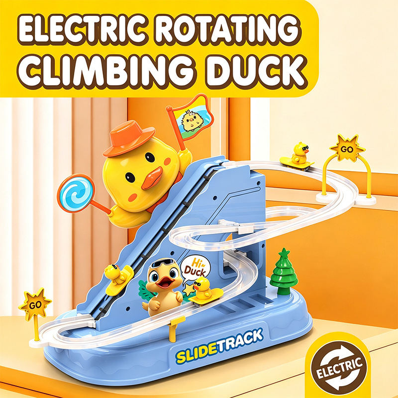 Educational Toys - ของเล่นเป็ดปีนบันไดพร้อมไฟกระพริบและเสียงเพลง รางรถไฟเหาะเป็ด บันไดเลื่อน ของเล่นเกมส์เสริมสร้างความสัมพันธ์ระหว่างพ่อแม่ลูก