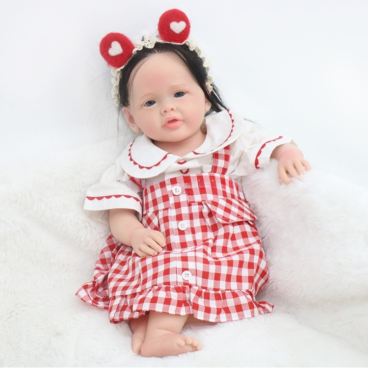 Reborn Baby Doll Silicone Realistic - ตุ๊กตาเด็กผู้หญิงทำจากซิลิโคนแท้ขนาด 22 นิ้ว ตุ๊กตาเด็กเหมือนจริง ของเล่นนุ่มนิ่ม DIY