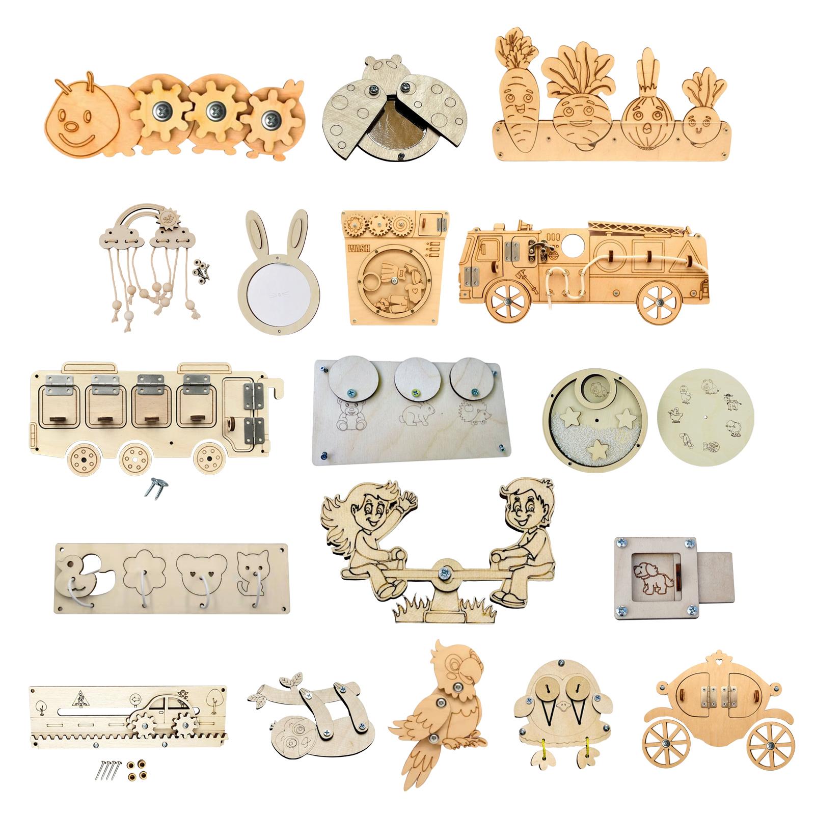 ชิ้นส่วนบอร์ดไม้สำหรับกิจกรรมเ - Montessori Wooden Busy Board Toddler บทวิจารณ์และราคา
